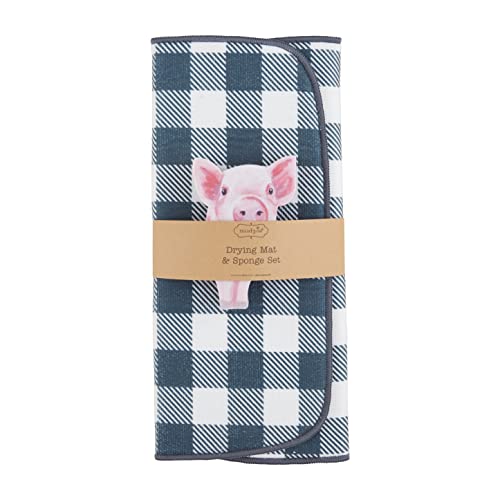 Mud Pie Drying Mat and Sponge Set, Blue, 20-inch Height