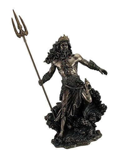 Unicorn Studio Veronese Design Poseidon Greek God of The Sea Commanding Waves Statue 20 Inch