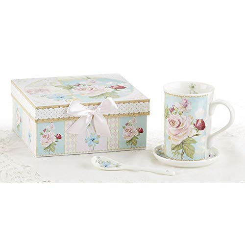 Delton Porcelain Mug-Porcelain Coaster-SPN Set, Green Pink
