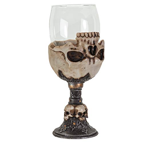 Pacific Trading SUMMIT COLLECTION Underworld Upside Down Ossuary Skull Wine Goblet Glass Stemware Sacrificial Ceremonial Skull Wine Chalice Goblet 7 Fl Oz Drinkware