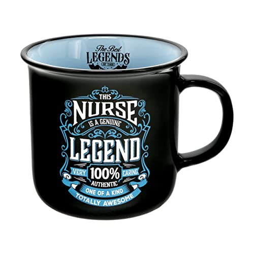 Pavilion Gift Company - Nurse Genuine Legend - Ceramic 13-ounce Campfire Mug, Double Sided Coffee Cup, Nurse Mug, Nurse Gifts, 1 Count - Pack of 1, 3.75 x 5 x 3.5-Inches, Black/Blue