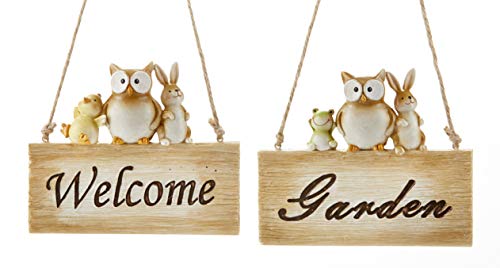 Delton 5.5 x 4.5 Resin Hanging Owl Sign, 2 Asst