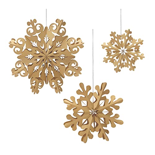 Melrose 87247 Snow Flake Ornament, Set of 3, 15.75- inch Height, Paper