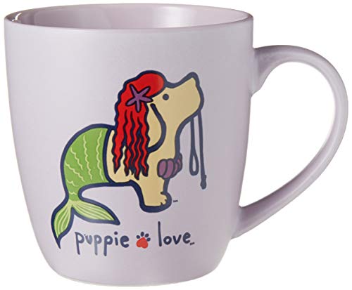 Pavilion Gift Company Bone China 17 Oz Mug-Puppie Love Mermaid Dog, Purple