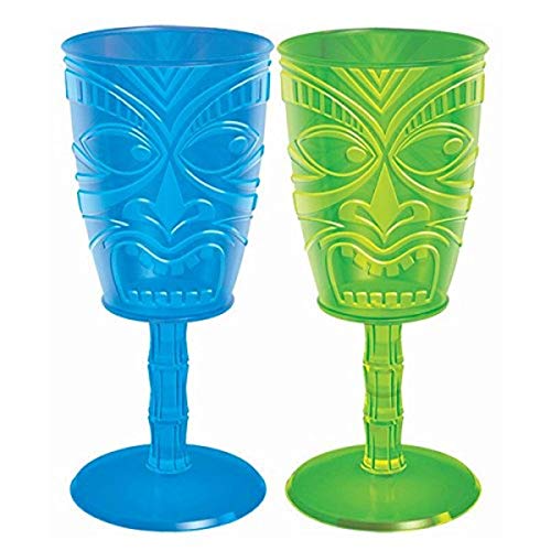 Amscan Tiki Face Party Wine Glass, 14 oz.