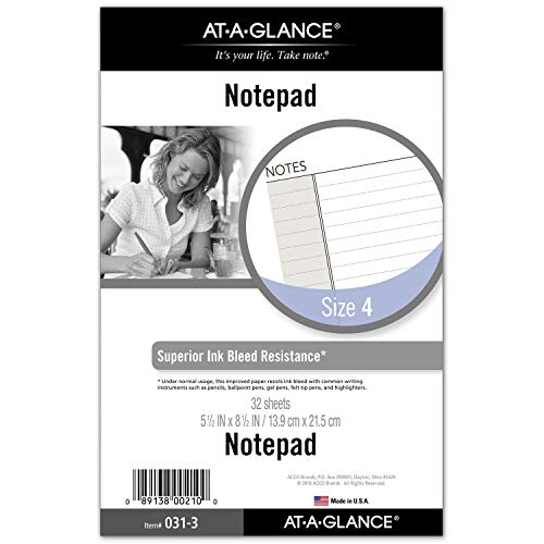 ACCO (School) AT-A-GLANCE Day Runner Lined NotePad Pages, 87275 DAY-TIMER, Refill, Loose-Leaf, Undated, for Planner, 5-1/2" x 8-1/2", Size 4, 32 Sheets/Pack (031-3)