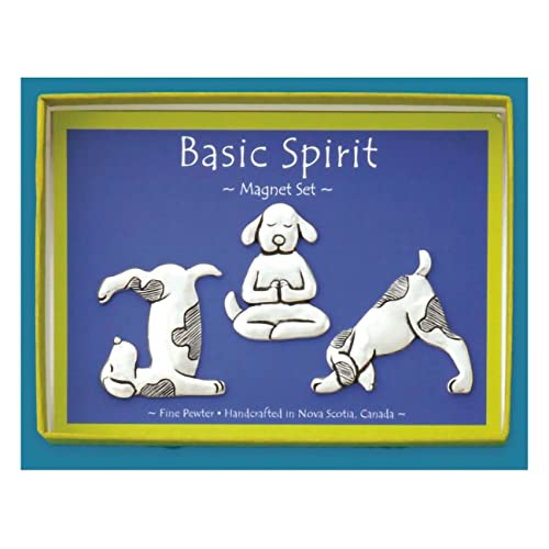 Basic Spirit Yoga Dogs Medium Pewter Magnet Set for Pet Animal Lover, Kitchen Office Organizing Outdoor Picnic Home Decorative Gift