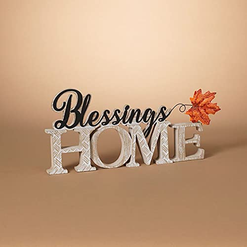 Gerson 2593620 Wood Blessings Home Tabletop Sign with Metal Leaf, 18.25-inch Length