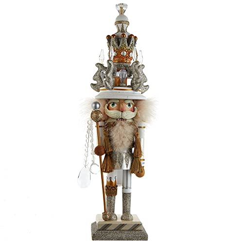 Kurt Adler Hollywood Nutcrackers Hollywood White and Gold King Nutcracker, 19-Inch