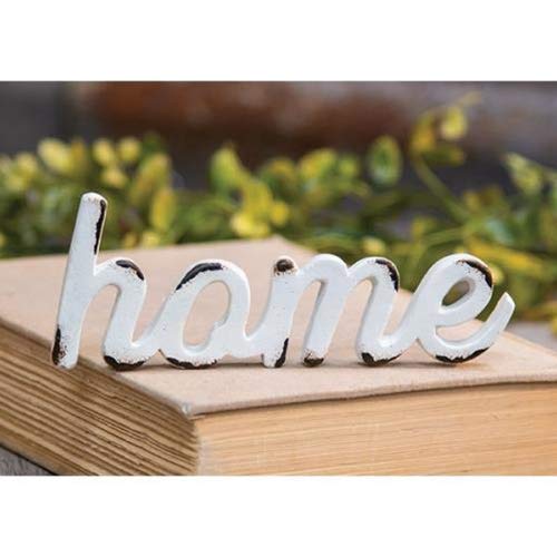 Hearthside Home - Distressed White Word Resin Figurine Table Sitter - Country Rustic Farmhouse Prim Look
