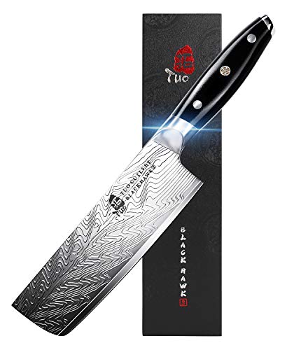 TUO Cutlery Nakiri Knife - Vegetable Cleaver Knife6.5-inch HighCarbonStainlessSteel- Japanese Kitchen Knives with G10 Full Tang Handle - Black Hawk-S Knives Including Gift Box