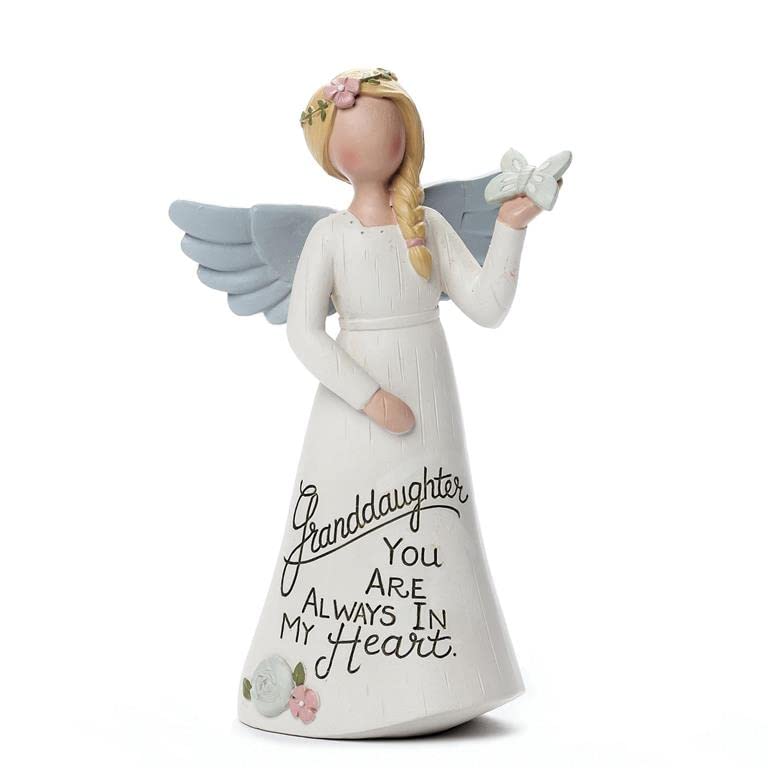 Blossom Bucket Graceful Sentiments Angel - Granddaughter, 5-inch Height, White, Resin, Figurine, Home Decor