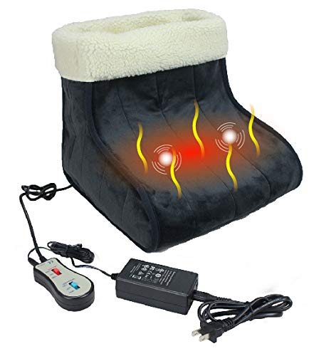 ObboMed MF-2060N Far Infrared Carbon Fiber Heated & Vibration Massage Foot Warmer/Boots/Slippers, 12V 22W ‚Äì Far Infrared wavelength 8-15 Œºm (Health Range: 4-14 Œºm), Auto Off