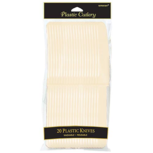 Amscan Creme Plastic Knives 20ct, 20 pieces, Vanilla Cream