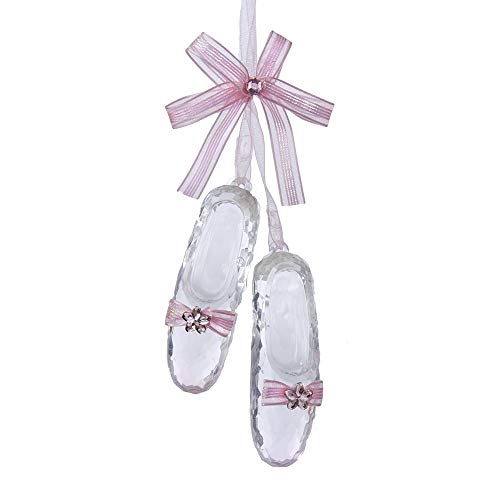 Kurt Adler Adler YAMD1345 Acrylic Ballet Shoes Ornament, 6", Pink