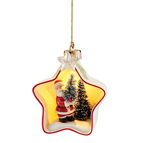 Lenox Light-Up Santa Star Scene Ornament, 0.65 LB, Multi