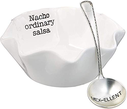 Mud Pie Circa Salsa Dip Bowl Set, 2" x 5.5" Diameter, Ladle 5", Ceramic/Metal