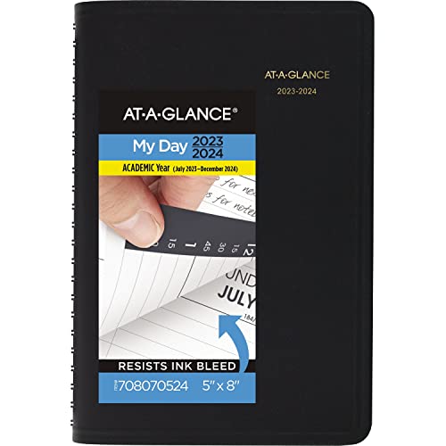 ACCO (School) AT-A-GLANCE 2023-2024 Planner, Daily Academic Appointment Book, 5" x 8", Small, Black (7080705)