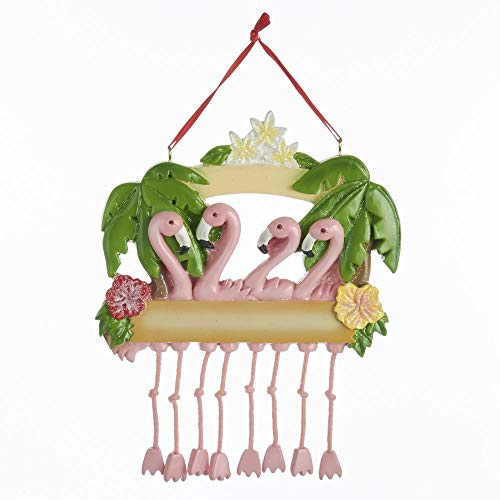 Kurt Adler Flamingo Family of 4 Ornament For Personalization