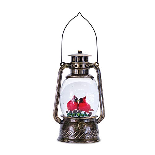 Melrose 80787 Plastic Snow Globe Lantern with Cardinal, 11-inch Height, Multicolor