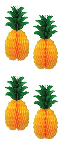 Beistle S55105-12AZ2 Tissue Paper Pineapple, 12", Yellow/Green, 4 Piece