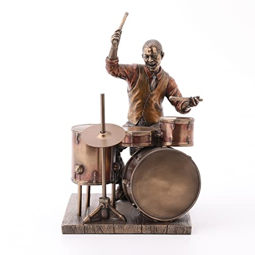 Unicorn Studio Veronese Design 8.1 Inch African American Male Jazz Band Drummer Bronze Finish Statue