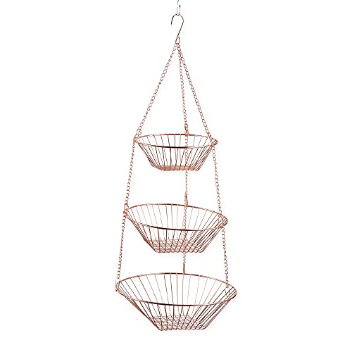 RSVP International 3-Tier Hanging Wire Basket, Copper One Size