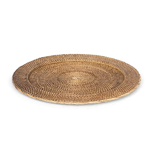 Park Hill Collection EAW16012 Large Round Rattan Tray, 25.5-inch Diameter
