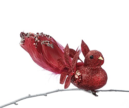 Giftcraft 682349 Christmas Cardinal Clip-On Ornament with Feathers, 9 inch, Foam, Plastic and Wire