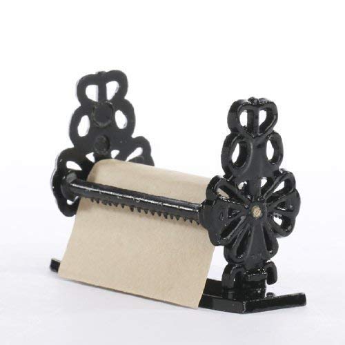 Aztec Imports Miniature Decorative Black Metal Paper Dispenser with Roll of Kraft Paper