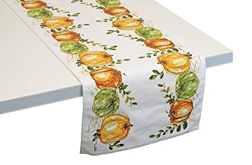 Boston International Cotton Table Runner, 13 x 72-Inches, Pumpkin Harvest
