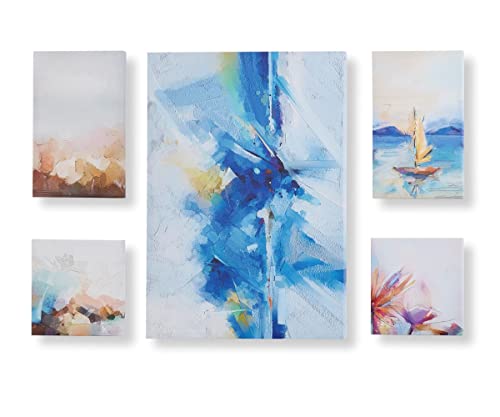Giftcraft Abstract Canvas Wall Prints, Blue and Yellow, Set of 5