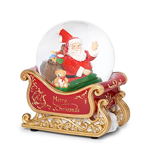 Roman - Musical Santa in Sleigh Dome, 100mm, 5.75" H, Resin, Glass, Water, Christmas Collection, Home Decor, Adorable Gift, Durable, Beautifully Detailed