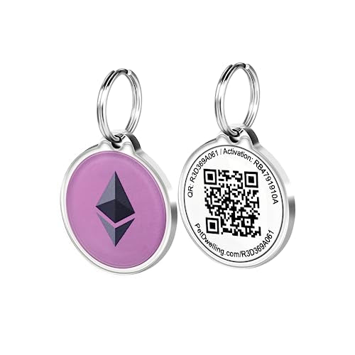 Pet Dwelling 3D Strength Symbols NFC-QR Code Pet ID Tag - Dog Tags - Cat Tags - Online Pet Profile - Instant Email Alert - Scanned QR Tag GPS Location Google Map (NFC ETH Symbol)