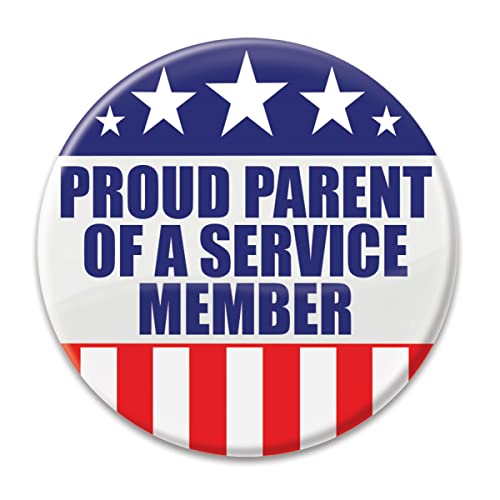 Beistle BT015 Patriotic"Proud Parent Of A Service Member" Cardstock Button, Multicolor