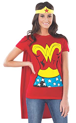Rubie's DC Comics Wonder Woman T-Shirt With Cape And Headband, Red, Small Costume