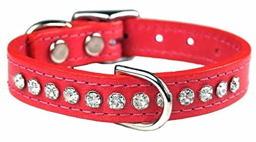 OmniPet Signature Leather Crystal and Leather Dog Collar, 10", Salmon