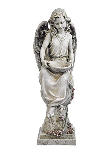 Roman - 21"H SOLAR ANGEL ON PEDESTAL