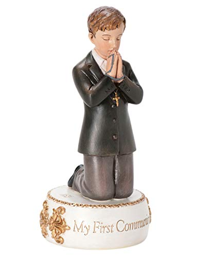 Roman 5.5" Kneeling Boy My First Communion Resin Figurine