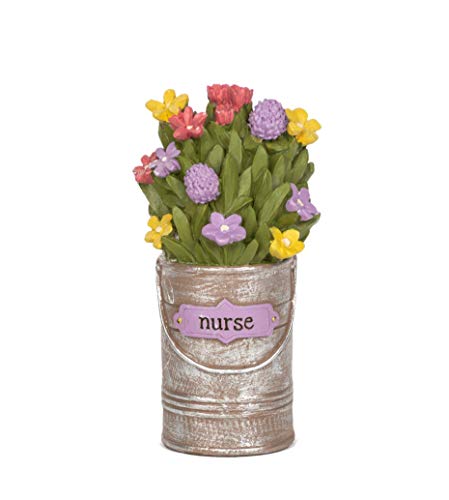 Blossom Bucket 211-12886 Nurse Canister with Wild Flowers Figurine, 4-inch Height