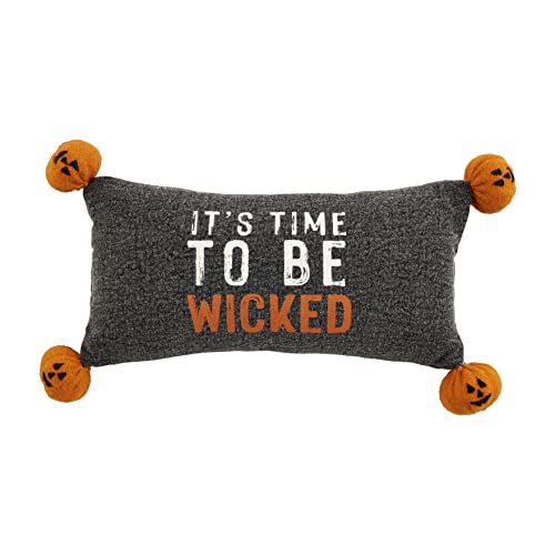 Mud Pie Halloween Pillow, 12" x 6", Time to Be Wicked