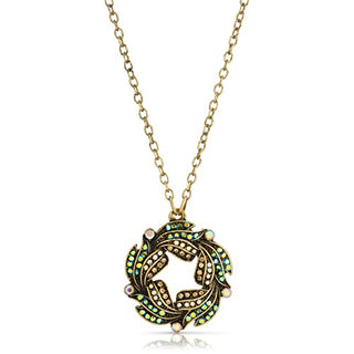 1928 Jewelry Blue Iridescent AB Wreath Pendant Necklace 16" + 3" Extender