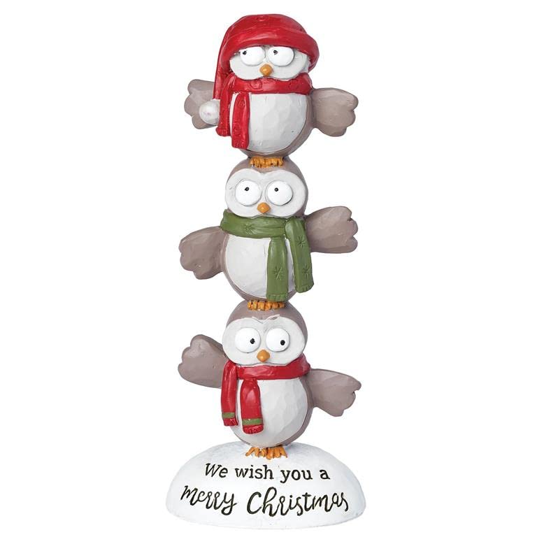 Blossom Bucket Merry Christmas Stacked Owls