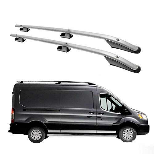 OMAC USA Roof Rack Cargo Carrier Rooftop Accessories Roof Side Rails Bars Luggage Cargo Carrier Kayak Storage Set 2 Pcs. | Compatible with Ford Transit 2014-2023 | Aluminum Automotive Exterior Accessories
