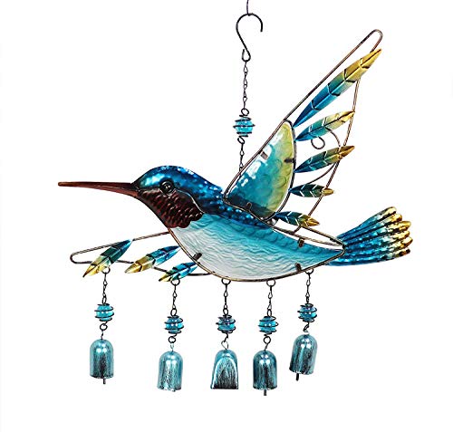 Comfy Hour Travel on Wings Collection 19" Metal Art Hummingbird Windchime Hanging Windbell