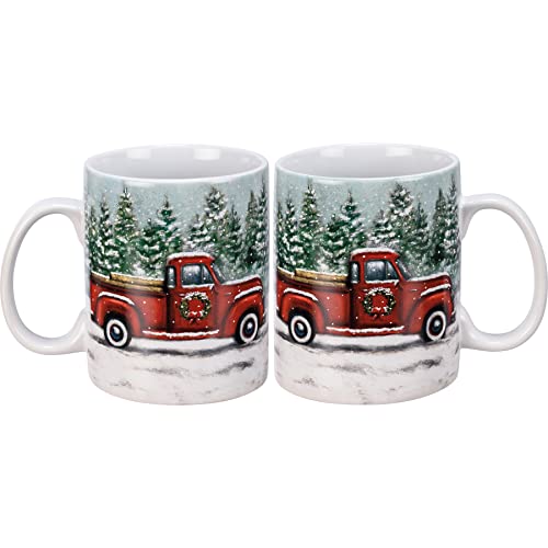 Primitives By Kathy 113546 Red Truck Mug, 20 oz, Multicolor