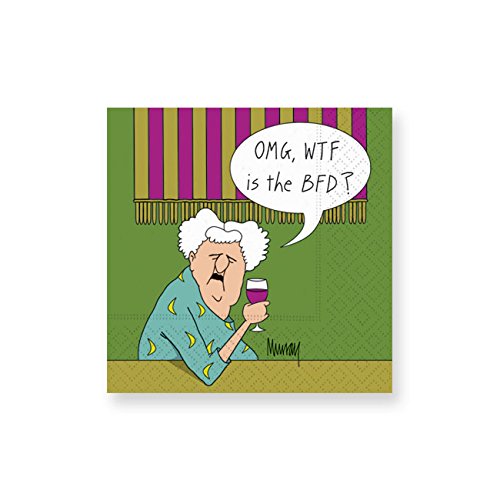 Design Design OMG Wtf Bfd Cocktail Napkins, 5", Multicolor