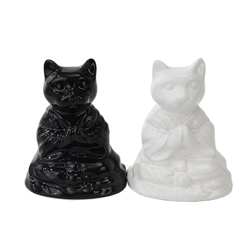 Pacific Trading Attractives Buddha Cats Meditating Ceramic Magnetic Salt Pepper SHAKERS