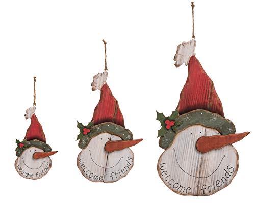 Transpac Christmas Snowman Head Wall Decor Set of 3, White