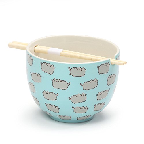 Pusheen by Our Name is Mud √íRice Bowl with Chopsticks√ì Stoneware Bowl